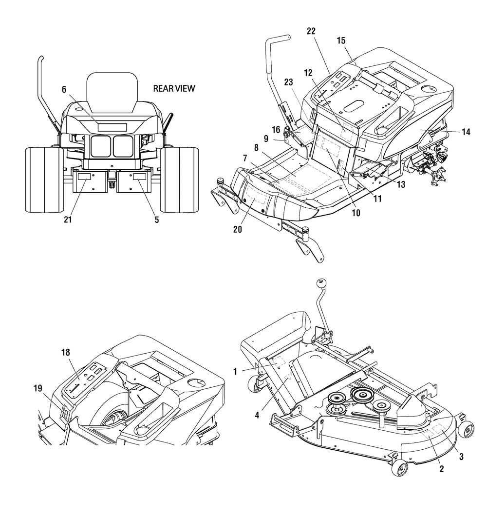 Decals Group (7501458) Diagram and Parts List for 107289920-7800514,ZTS6000 2009 Briggs and Stratton Lawn Tractor Accessories